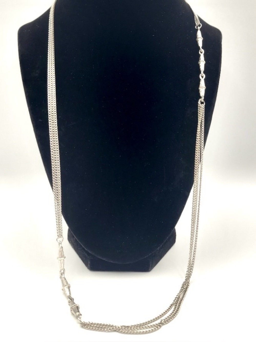 Vendome Silver Tone Multi Chain Necklace Long Layered Signed